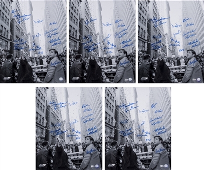 1969 New York Mets Lot of (5) Multi-Signed 16 x 20 Parade Black & White Photographs With 17 Signatures Including Seaver and Harrelson (MLB Authenticated)